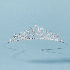 Silvery Princess Tiara Crystal Crown For Birthday Party