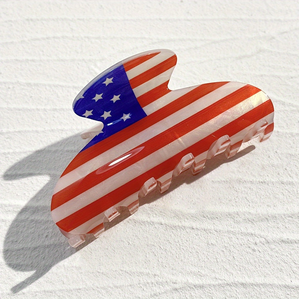 Patriotic Acrylic Hair Claw Clip American Flag Hair Grip Clip Women Independence