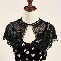 2 Layer Mesh Pearl Thin Shawl Dress Decorative Shawl For Women