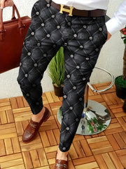 Geometric Print Slacks Men's Vintage Slightly Stretch Dress Pants
