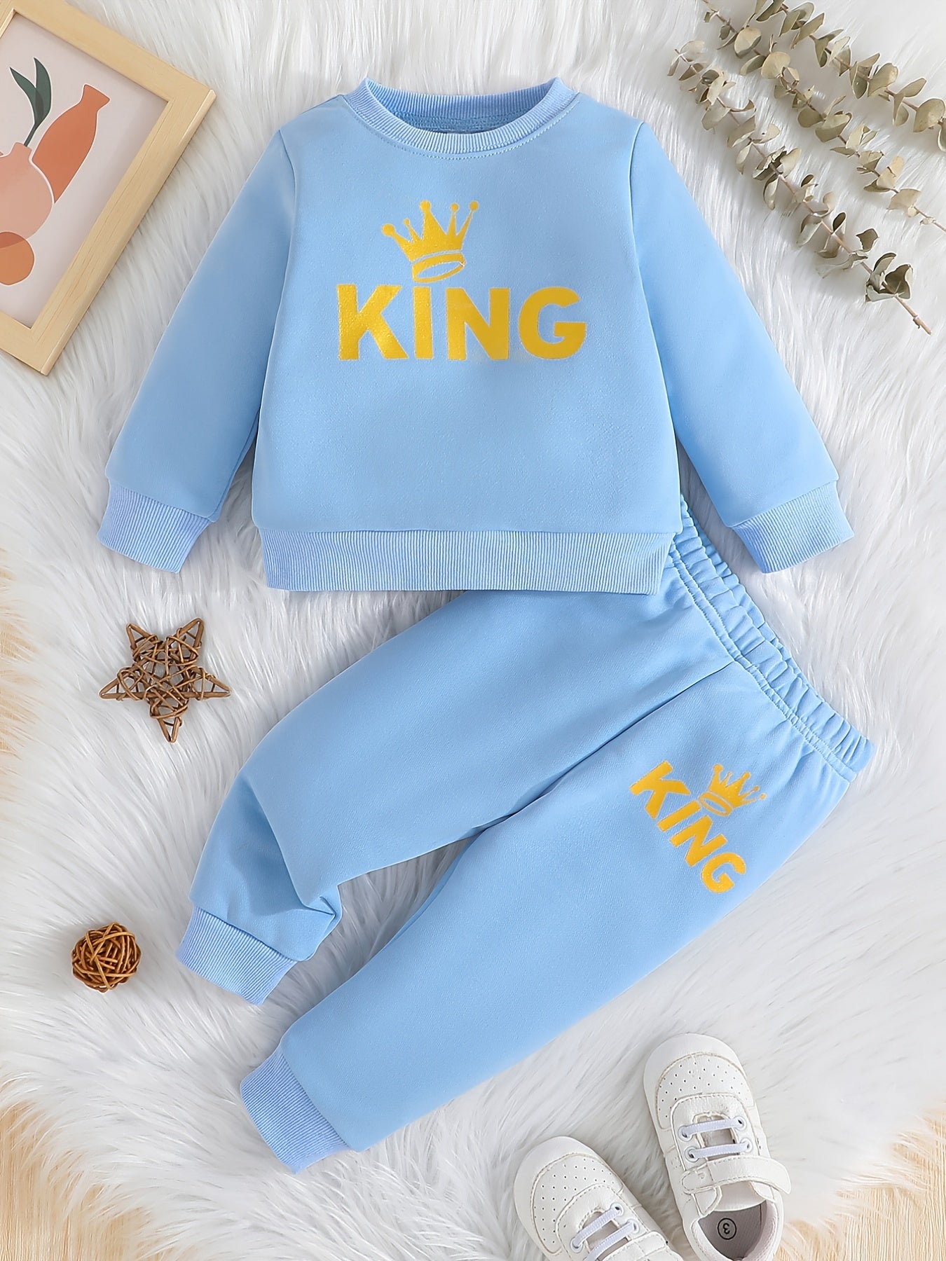 Toddler Boys KING Print Pullover Trousers Set