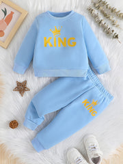 Toddler Boys KING Print Pullover Trousers Set