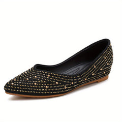 Women's Studded Pointed Toe Flat Shoes Slip On Comfort Ballet Flats