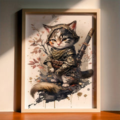 Baby Cat Samurai Watercolor Wall Stickers Nursery Decor