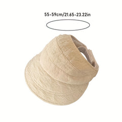 Embossed Ponytail Visor Hat Lightweight Casual Travel Beach Hats