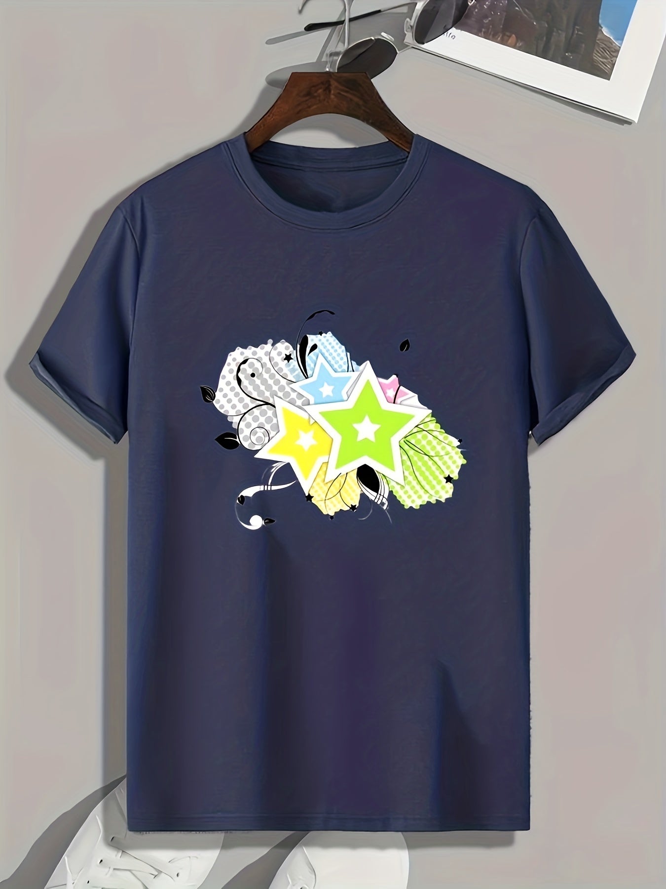 Stars Print Men's Graphic T-shirt Casual Comfy Tees For Summer Mens Clothing