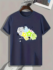 Stars Print Men's Graphic T-shirt Casual Comfy Tees For Summer Mens Clothing