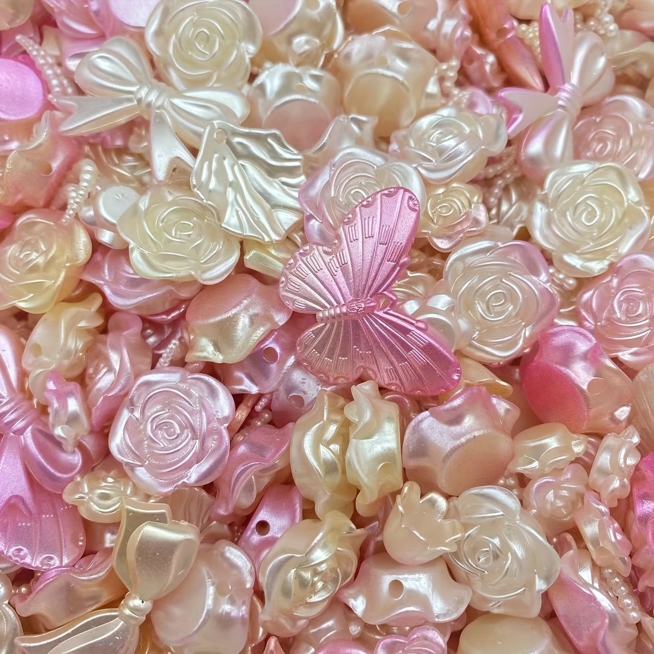 50g Colorful Butterfly Beads Loose Spaced Beads Jewelry Making DIY