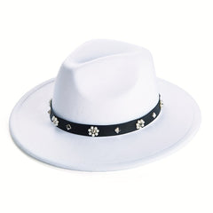 Large Brim Jazz Hat With Decoration Charm Top Hat