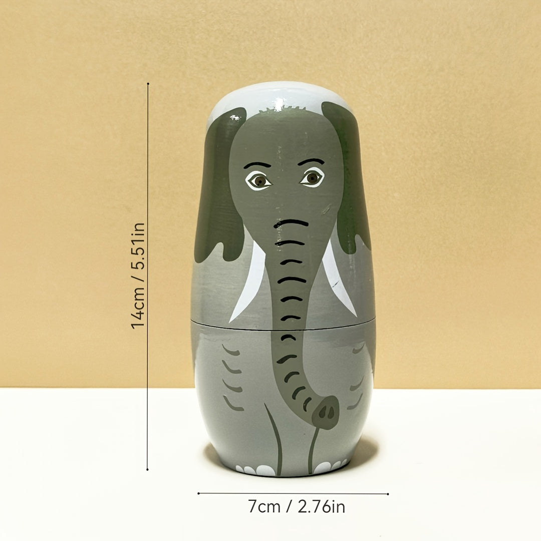 Wooden Elephant Pattern Doll Figurine Christmas Halloween Decoration