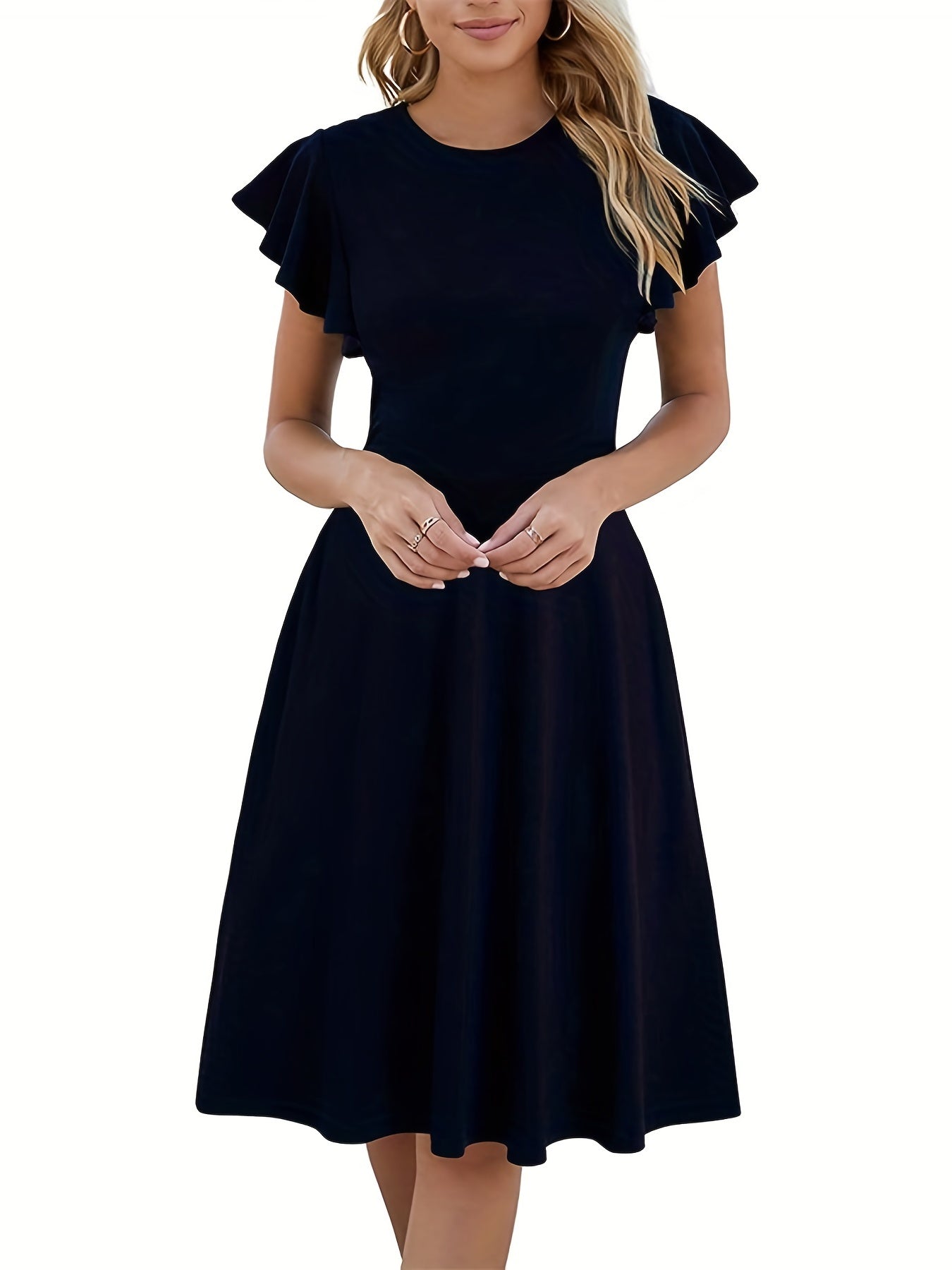Ruffle Short Sleeve Cocktail Dress for Women
