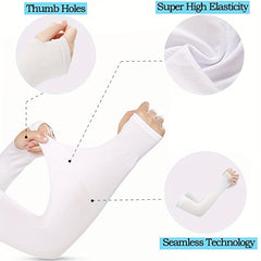 UV Protection Cooling Arm Sleeves w/ Thumb Hole for Running Cycling Biking