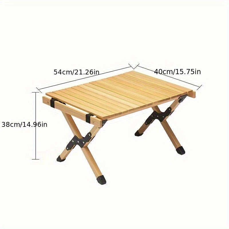 Portable Folding Wood Table Widened Solid Wood Tabletop Lightweight