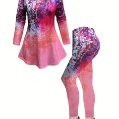 Painting Print Tee & Leggings Set