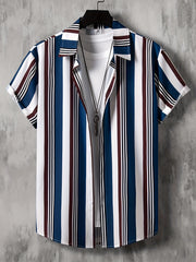 Stripe Graphic Print Casual Shirt for Summer