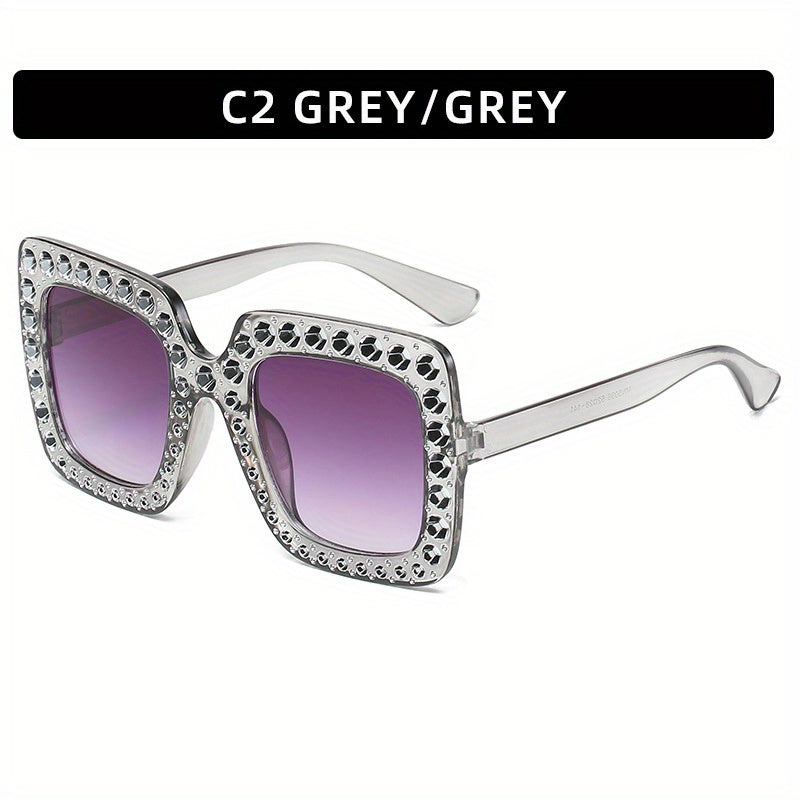 Rhinestone Sunglasses Women Square UV400 Sun Shades