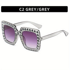 Rhinestone Sunglasses Women Square UV400 Sun Shades