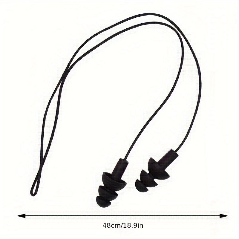 Silicone Soundproof Earplugs Waterproof Swimming With Lanyard