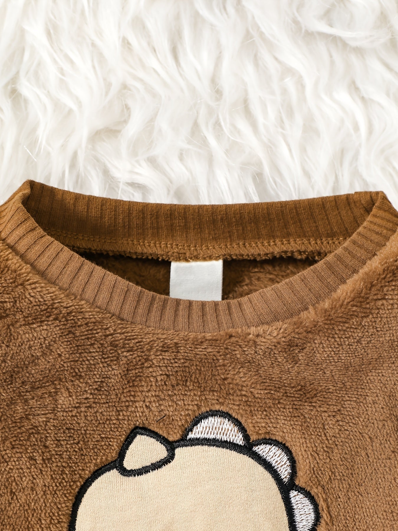 Toddler Boys Dinosaur Plush Pullover Top Pants Set