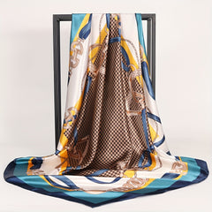 Houndstooth Print Bandana Square Scarf Satin Shawl