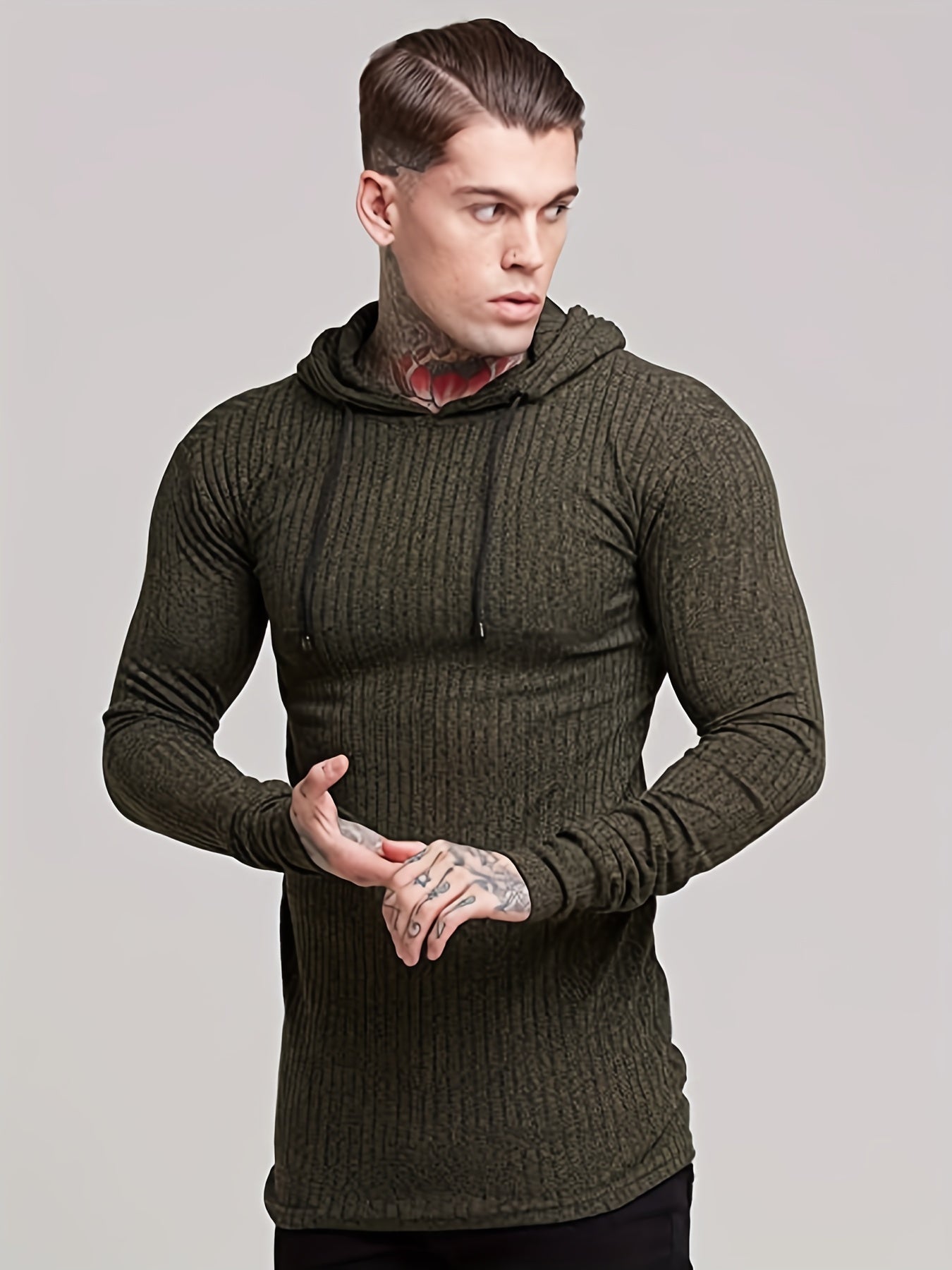 Men's Casual Lightweight Knitted Hooded Sweatshirt