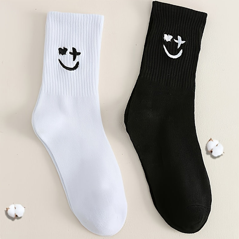 Smiling Face Pattern Mid Tube Socks Women's Stockings & Hosiery