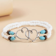 Rice Beads Wooden Beads Turquoise Love Anklet Beach Style Boho Foot Jewelry