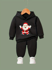 Santa Print 2pcs Girls Hoodies Jogger Pants Set Spring Fall Christmas Gift