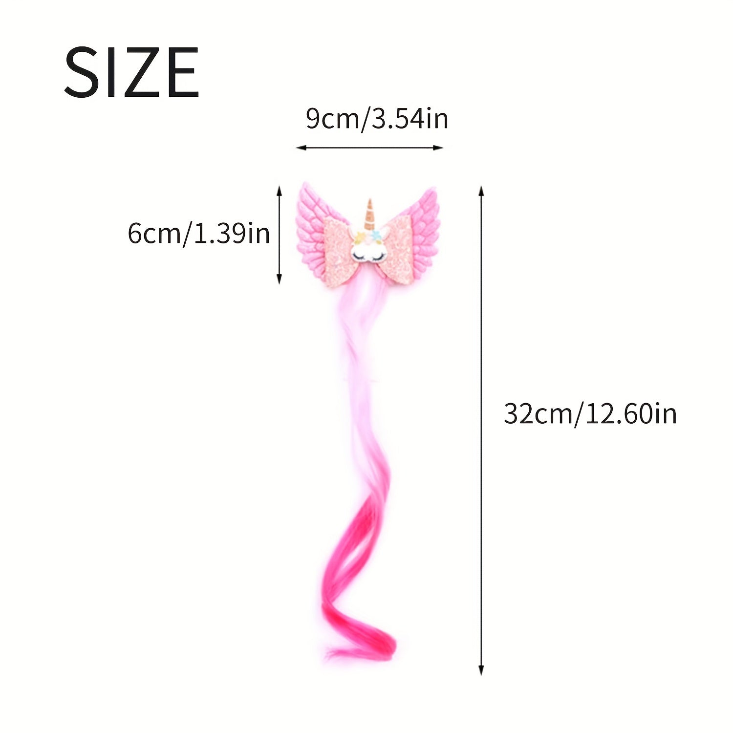 Girls Unicorn Wings Bowknot Hair Wig Extensions