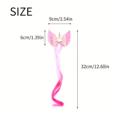 Girls Unicorn Wings Bowknot Hair Wig Extensions