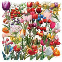 50pcs Tulip Flower Stickers Cute Cartoon Style DIY Christmas Decorations