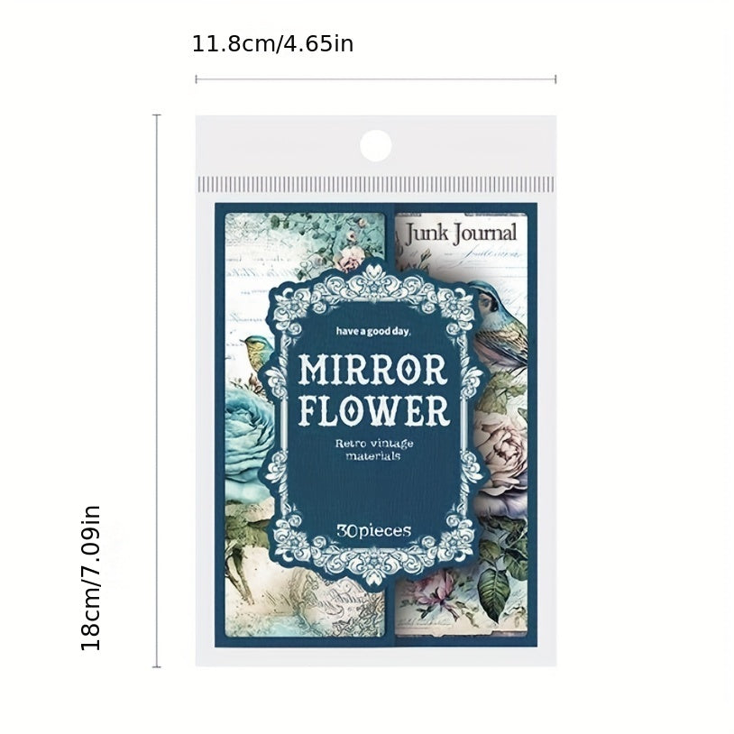 30pcs Mirror Flower Collage Cards Background Paper for DIY Junk Journal