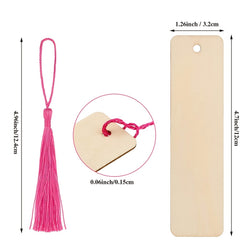 50pcs Blank Wooden Tags with Tassels DIY Crafts Gift Bags Label