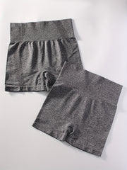 2pcs Solid Sports Shorts Stretchy Sexy Summer Fitness Workout Yoga Shorts