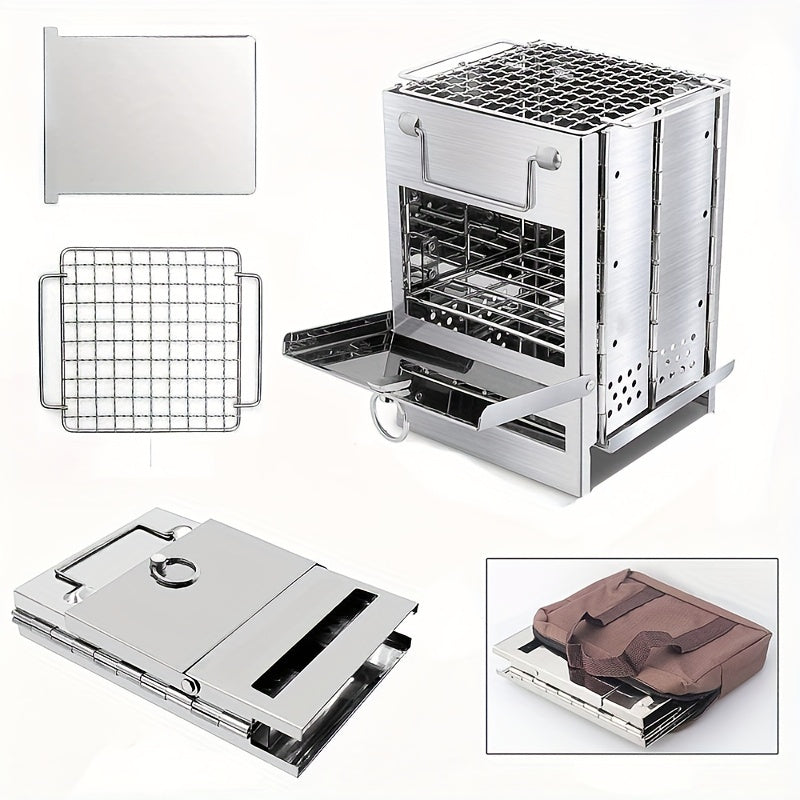 Stainless Steel BBQ Grill Outdoor Camping Firewood Stove