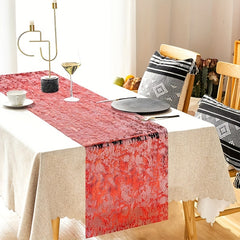 Red Moire Mesh Table Runner Halloween Bloody Tablecloth