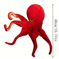 15in Red Octopus Soft Stuffed Toy Lifelike Marine Animal Doll Yellow Eyes