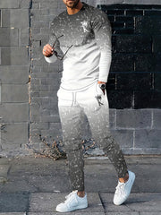Mex Eagle Pattern Men's 2 Pc Outfits Long Sleeve T-shirt & Sweatpants Set