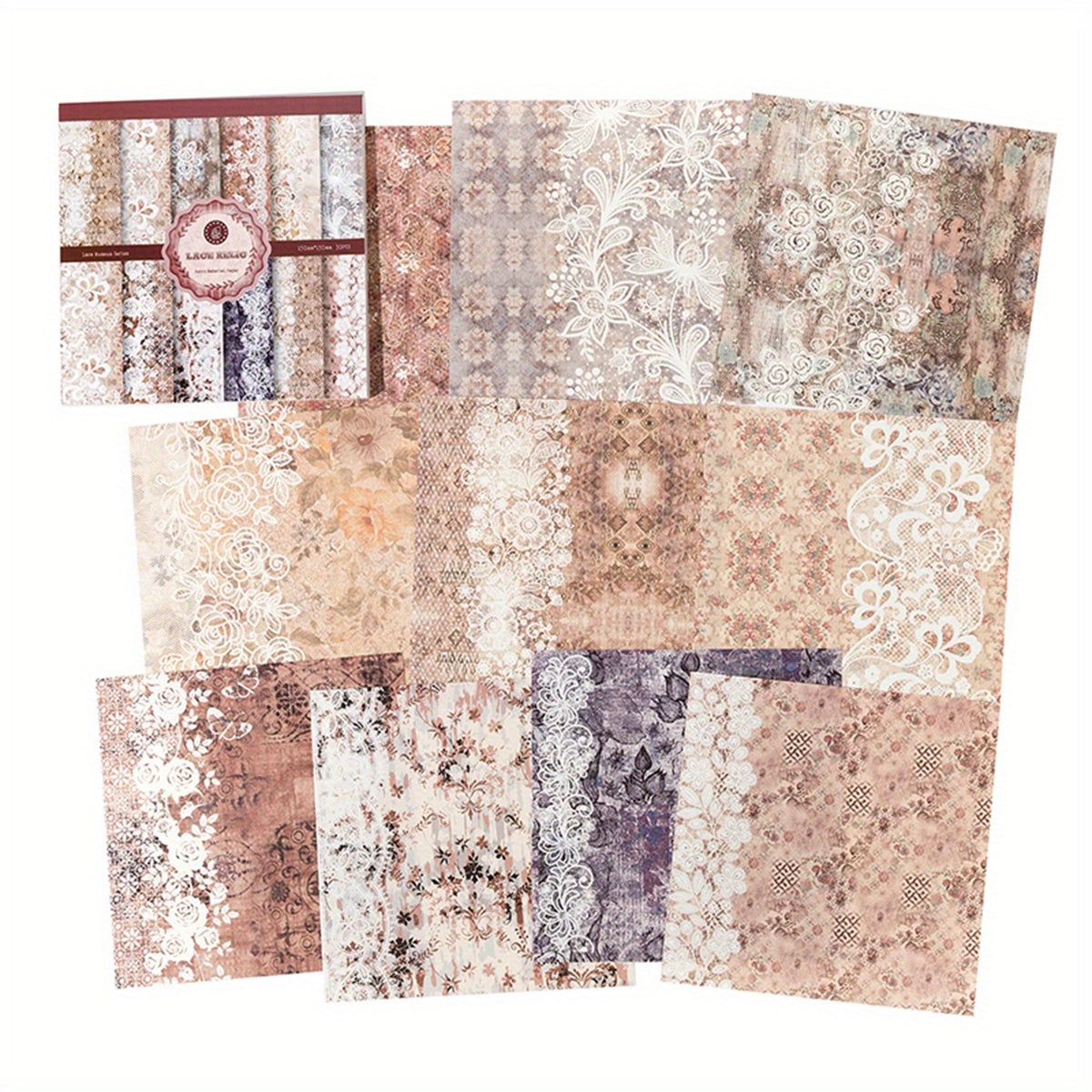 30pcs European Style Retro Floral Hand Account Decorative Collage Paper Book