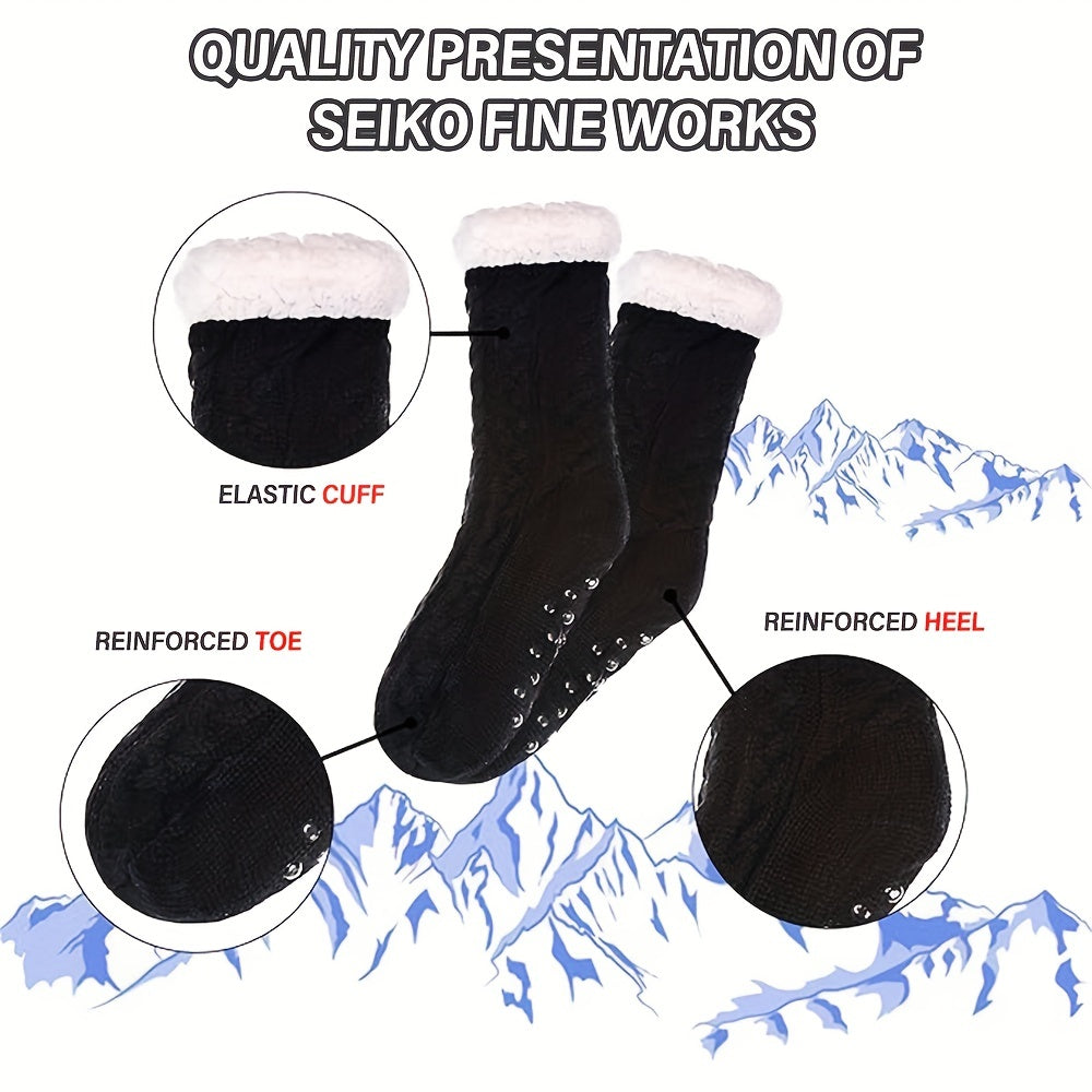 Cozy Fuzzy Socks With Grip Pads Winter Warm Slipper Socks