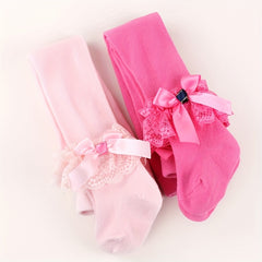 Baby Kids Lace Bow Princess Pantyhose Tights Girls Dress Stocking