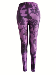 Tie Dye Printed Yoga Leggings Tummy Control Workout Tight Pants