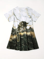 Gorgeous 3D Cat Print Short Sleeve Dress Summer Clothes