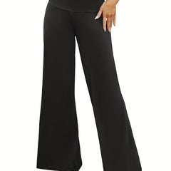 Solid Wide Leg Pants Casual Loose Pants For Spring & Summer