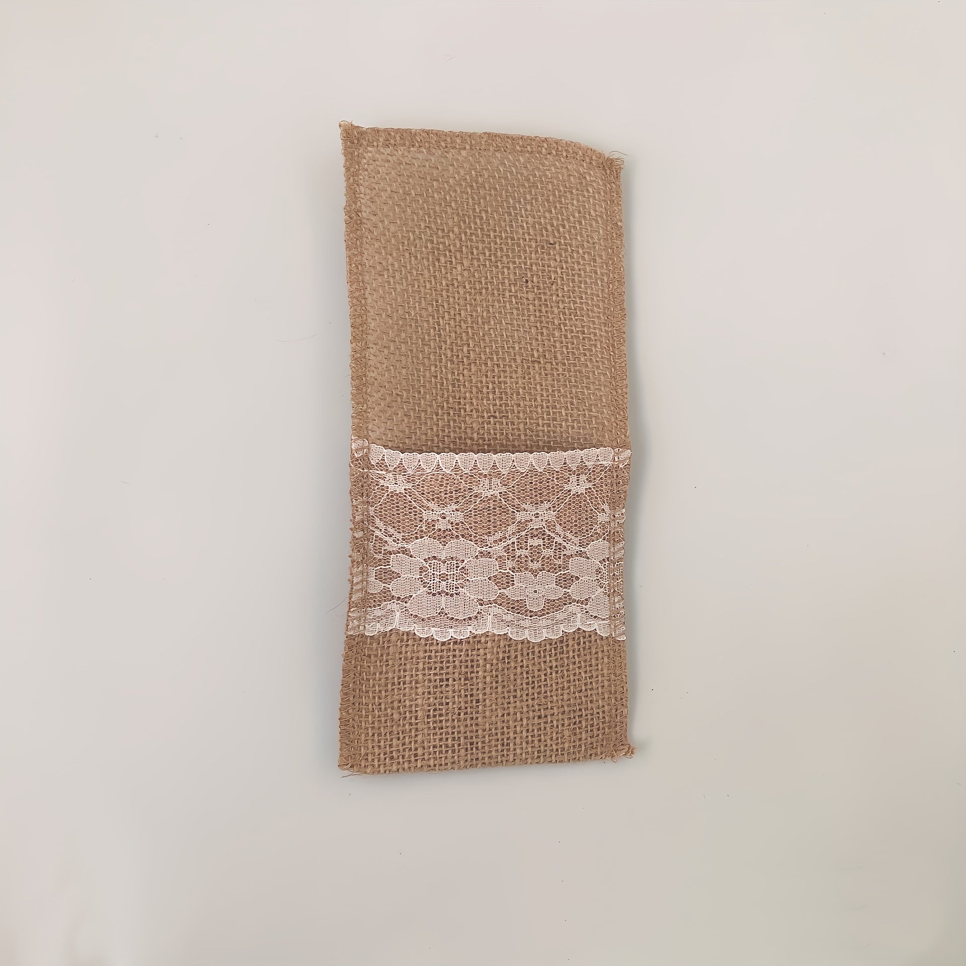 10pcs Burlap Lace Utensil Holders for Vintage Wedding