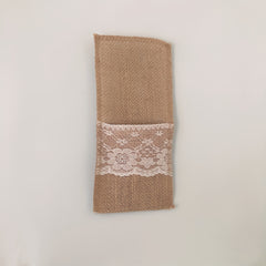 10pcs Burlap Lace Utensil Holders for Vintage Wedding