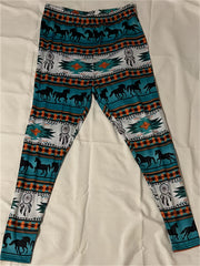 Boho Leggings Women's Tribal Print High Rise Leggings