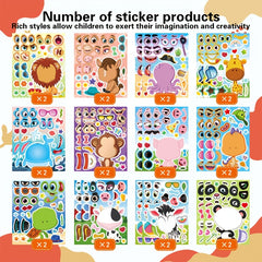 Animal Mix and Match DIY Face Stickers Single Use Rectangle Shape