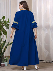 Sequin Decor Layered Sleeve V Neck Maxi Dress