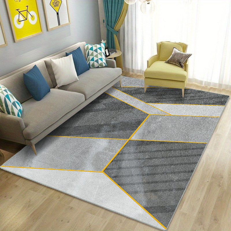 Large Geometric 6'X10' Area Rug Non-slip Polyester Carpet for Living Room